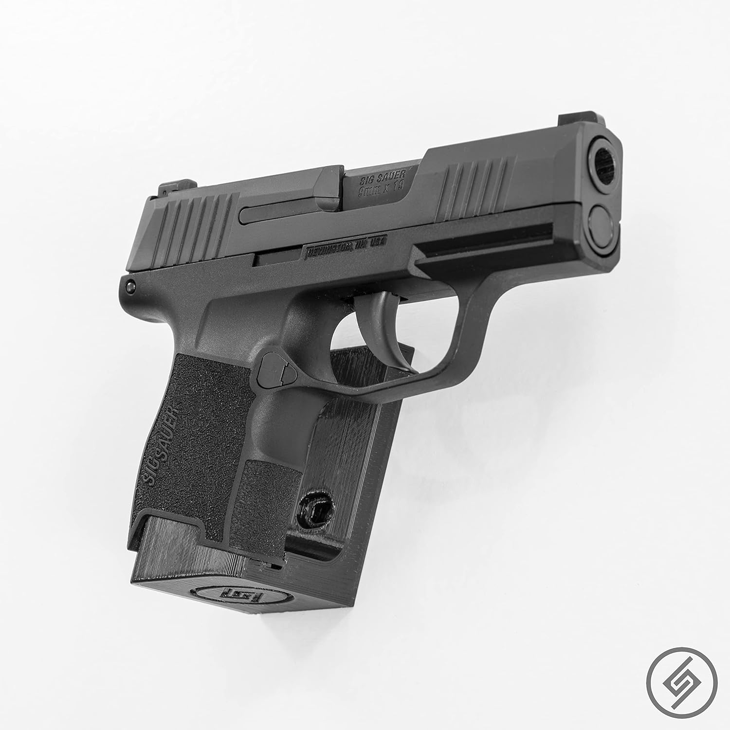 Spartan Mount Compatible with SIG P365 Pistols [Barrel Right] | Wall Display Storage Organization System | Unique Low Profile Design | Gun Safe Wall Room Mounting Solution | Made in USA