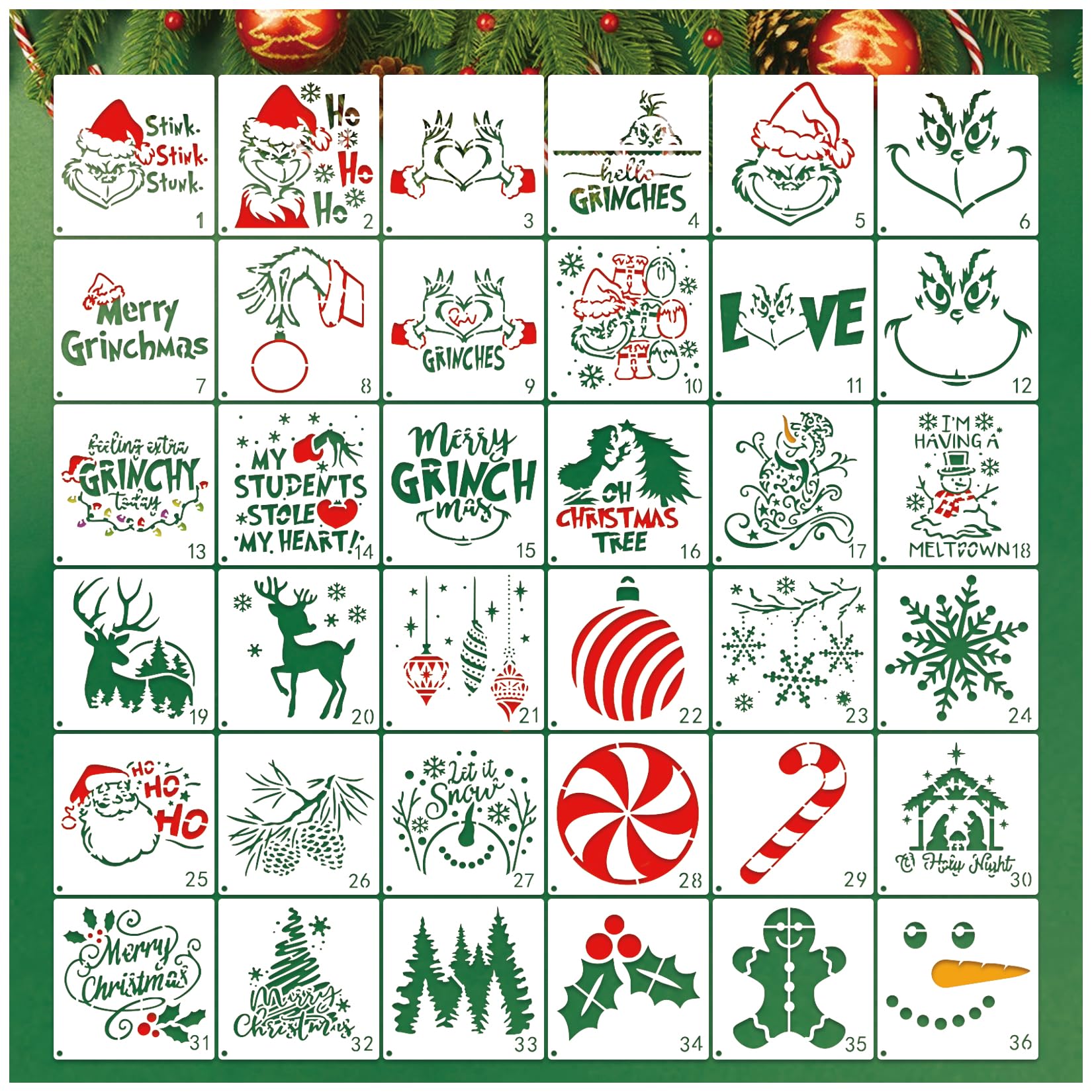 Amazon.com : Small Christmas Stencils for Painting on Wood, Mini Christmas Stencils for Crafts Reusable Holiday Stencils for Ornament Card Door Hanger Wall Cookie Canvas (36 Christmas 3x3in) : Arts, Crafts & Sewing amazon-com-small-christmas-stencils-for-painting-on-wood-mini-christmas-stencils-for-crafts-reusable-holiday-stencils-for-ornament-card-door-hanger-wall-cookie-canvas-36-christmas-3x3in-arts-crafts-sewing