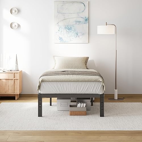 Miniatura 60 de COMASACH Marco de cama de tamaño matrimonial de 12 pulgadas, marco de cama de metal de alta resistencia, soporte de acero resistente, no necesita