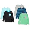 Amazon Essentials Boys and Toddlers' Long-Sleeve Cotton Jersey T-Shirts, Multipack