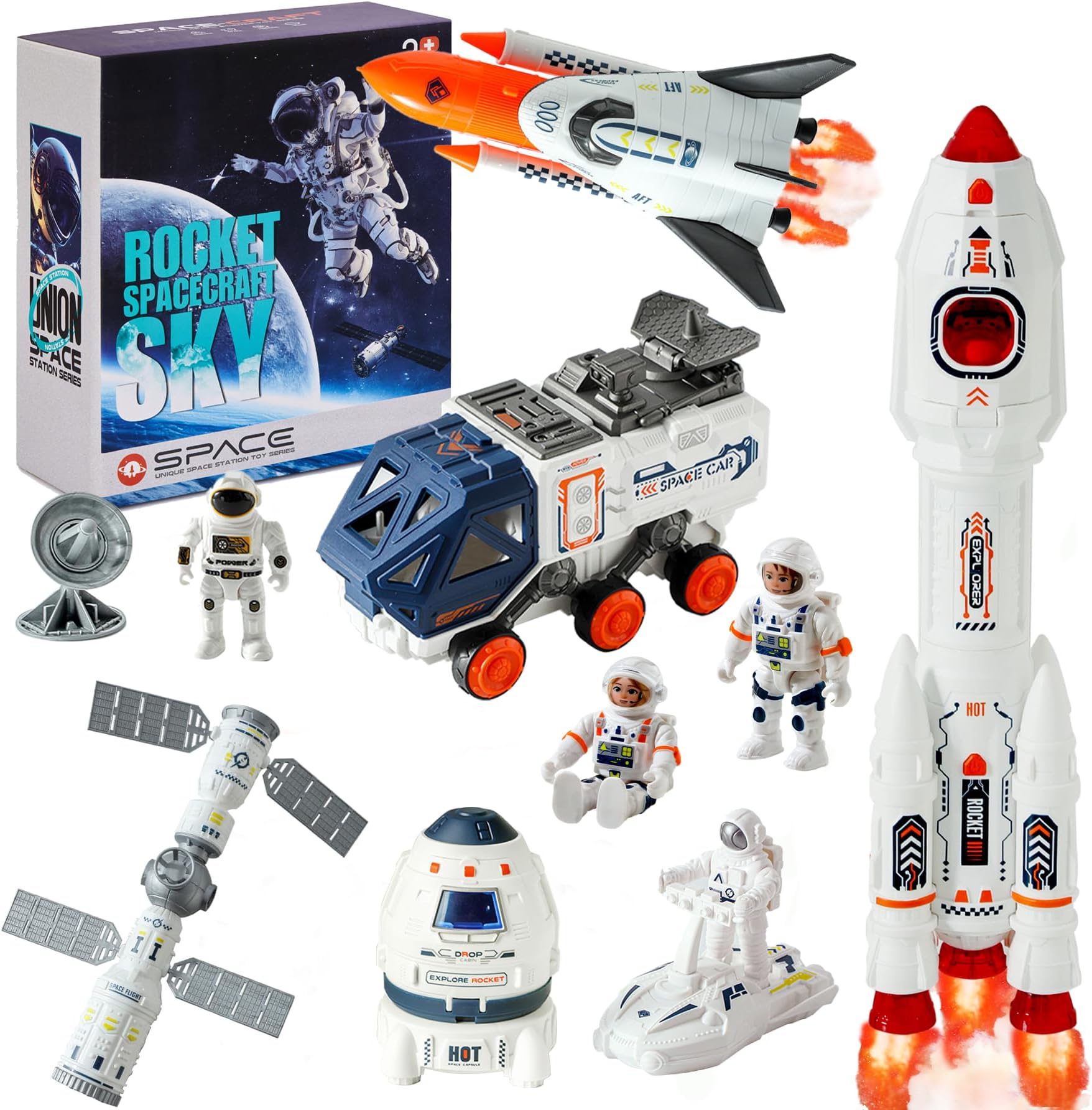 Wbzle Space Explorer Toy Kit, Space Toys, Set with Astronaut Figure, Astronaut Exploration Gift for Exploring Boys and Girls