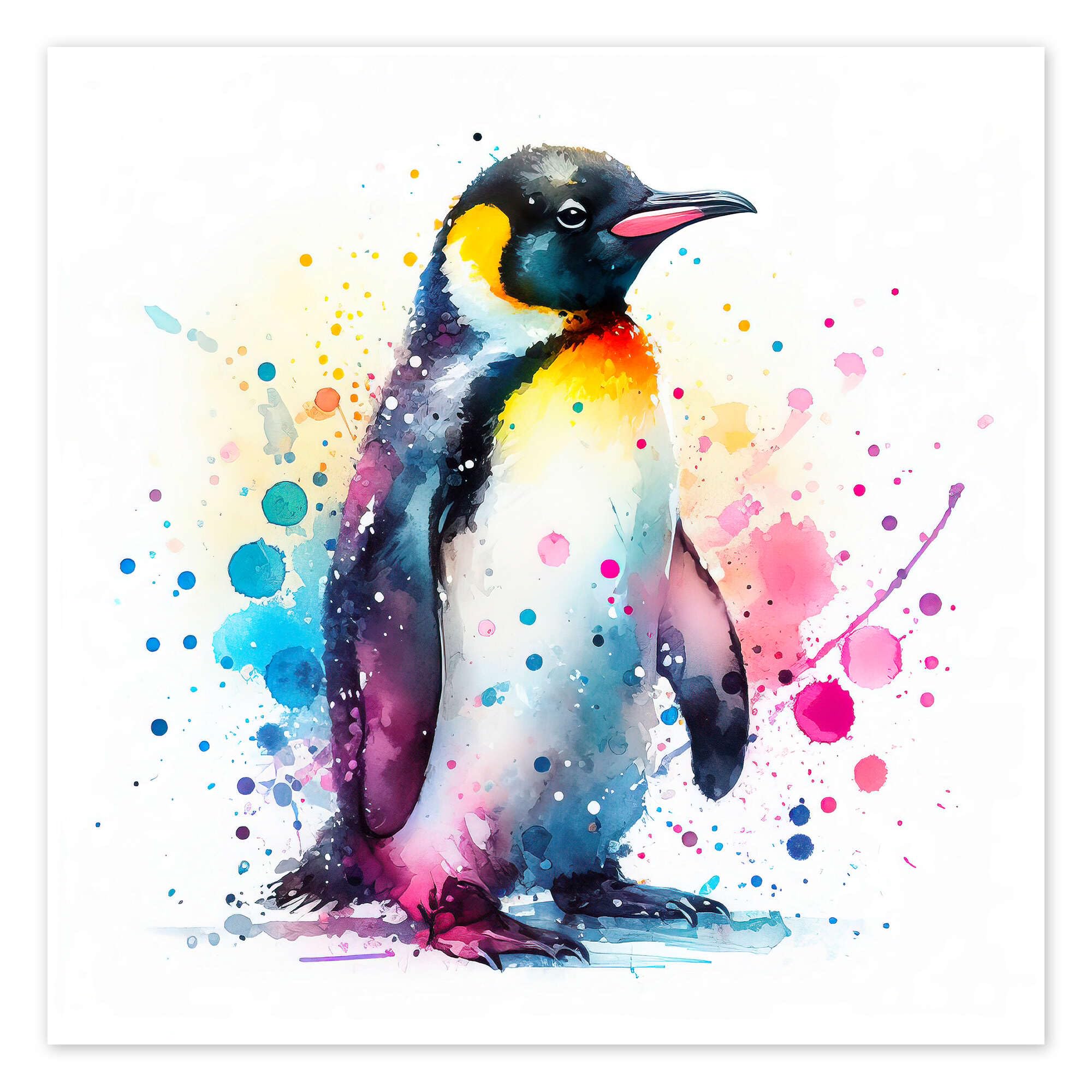 Penguin in watercolour Plakat
