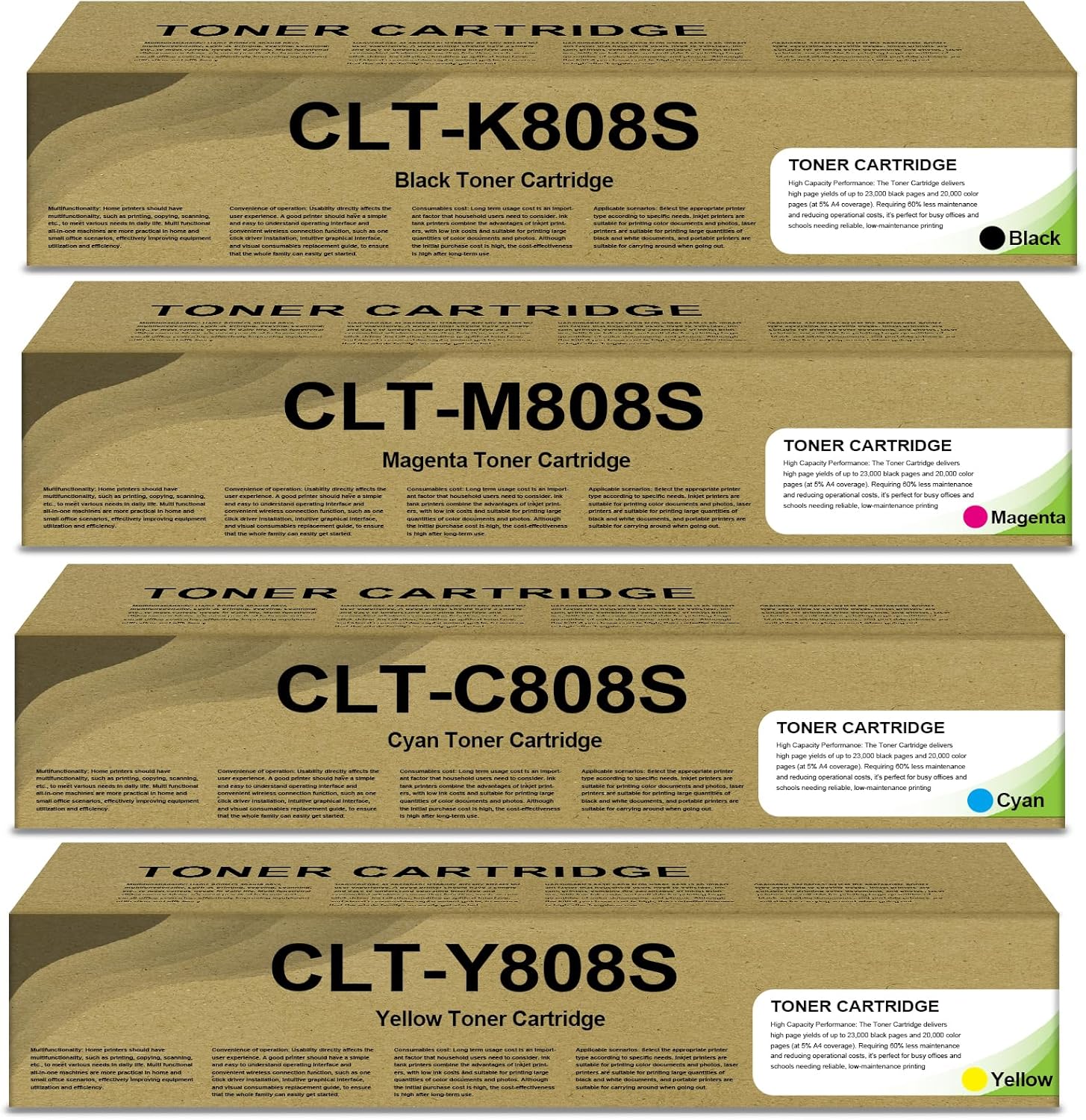 CLT-808S Toner Cartridge Compatible Whit Samsung CLT-K808S CLT-C808S CLT-M808S CLT-Y808S Use for MultiXpress X4250LX X4300LX X4220RX Printer (Black Magenta Yellow Cyan)
