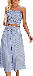 Women's Floral Crop Top Maxi Skirts Set 2 Piece Outfit Dress