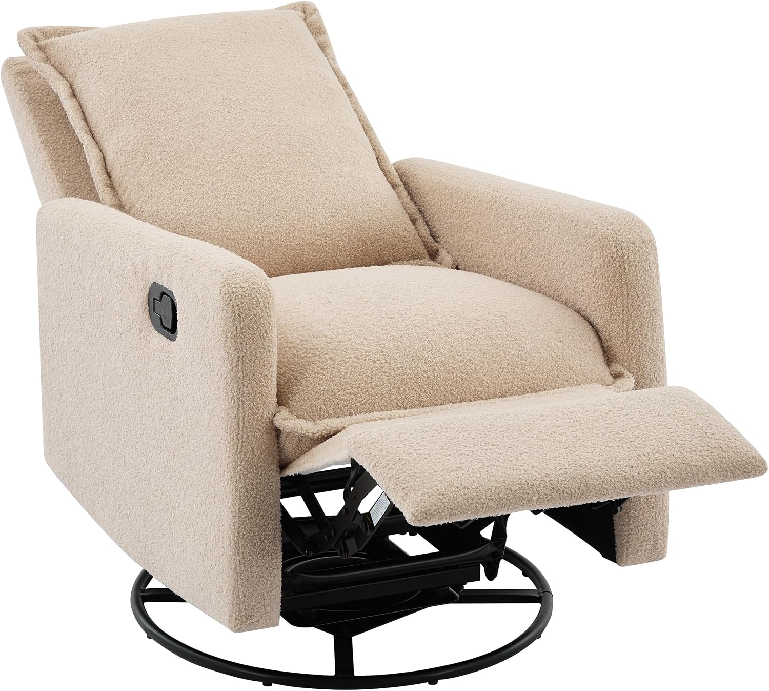 Swivel Rocker Recliner Chair, Glider Rocker Recliner, Rocking Chair Nursery for Living Room Bedroom Apartment,Teddy Fleece, Oatmeal