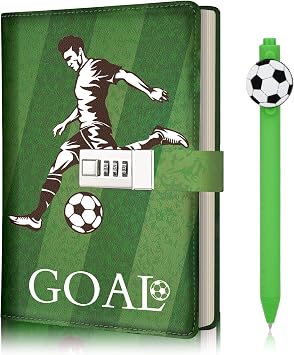 Diary with Lock for Boys, Secret Kids Journal Lockable Diary Notebook | Football Journal with Lock & Pen, Back to School Birthday Gifts for Boy 8 9 10 11 12 13 14 15 16 Year Old, Journal Teen Men