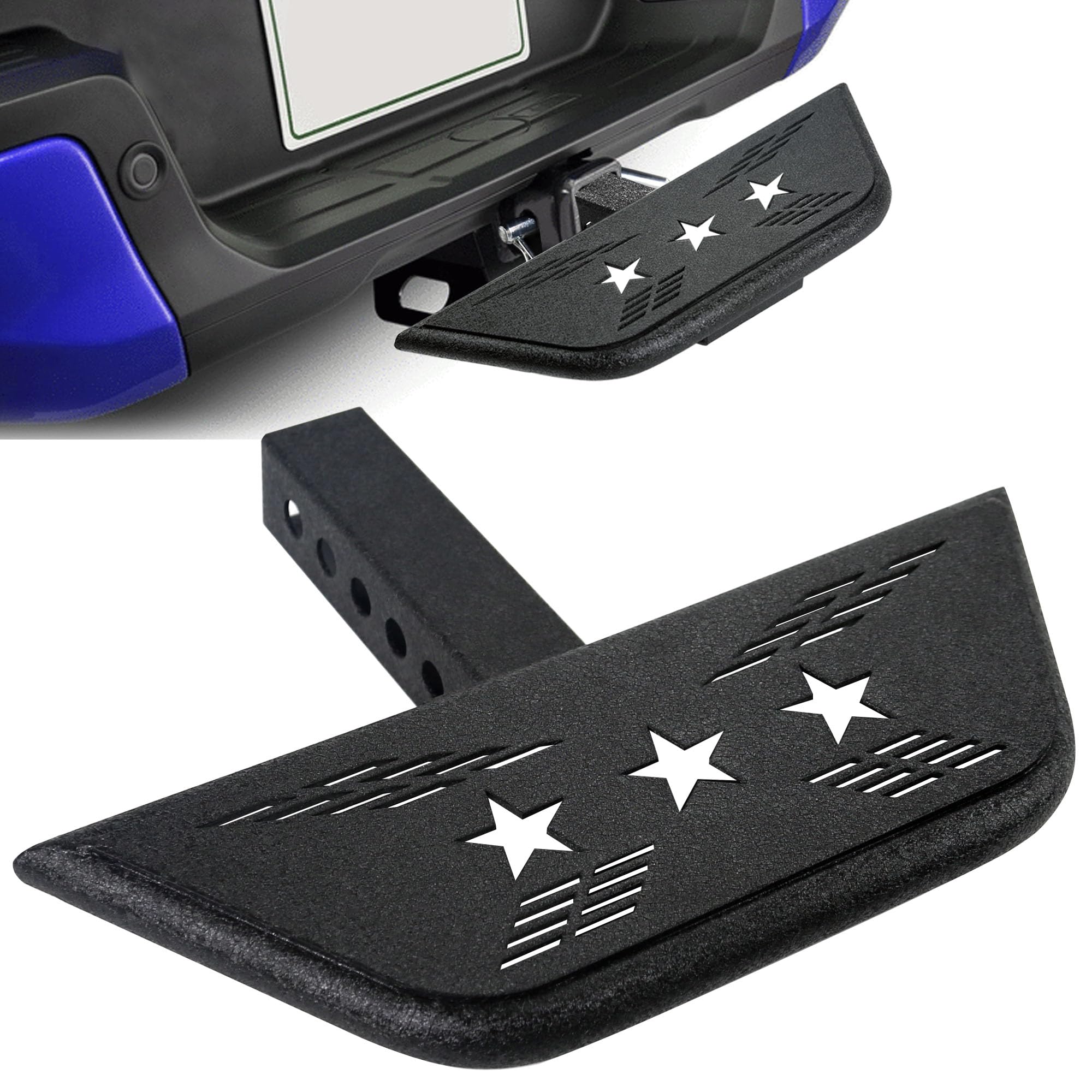 HOZHEM Hitch Steps for 2" Hitch Receiver, Rear Bumper Guard Protector - Black Step Bar for Pickup Truck SUV