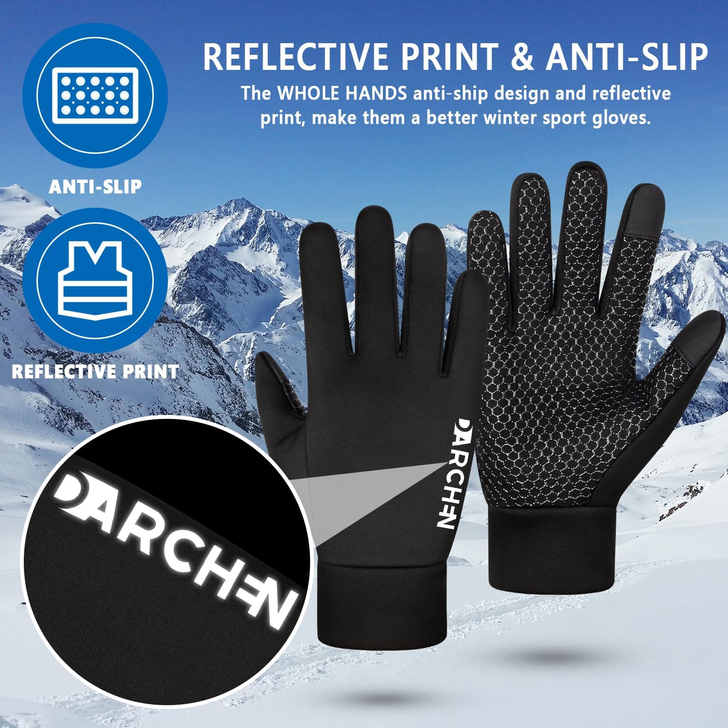 DARCHEN Kids Winter Gloves Black Cycling Gloves Running Water Repellent Touchscreen Warm Fleece Anti-slip for Boys Girls Age 4-12 Years Old Cycling Football Gloves - Image 8