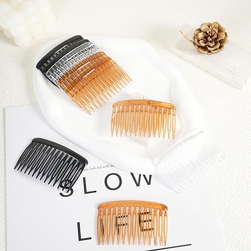Miniatura 7 de TaShow 24 peines laterales de cabello para mujeres, cabello fino y fino, 14 dientes, peines decorativos para mujeres y niñas, velo de novia, ancho,