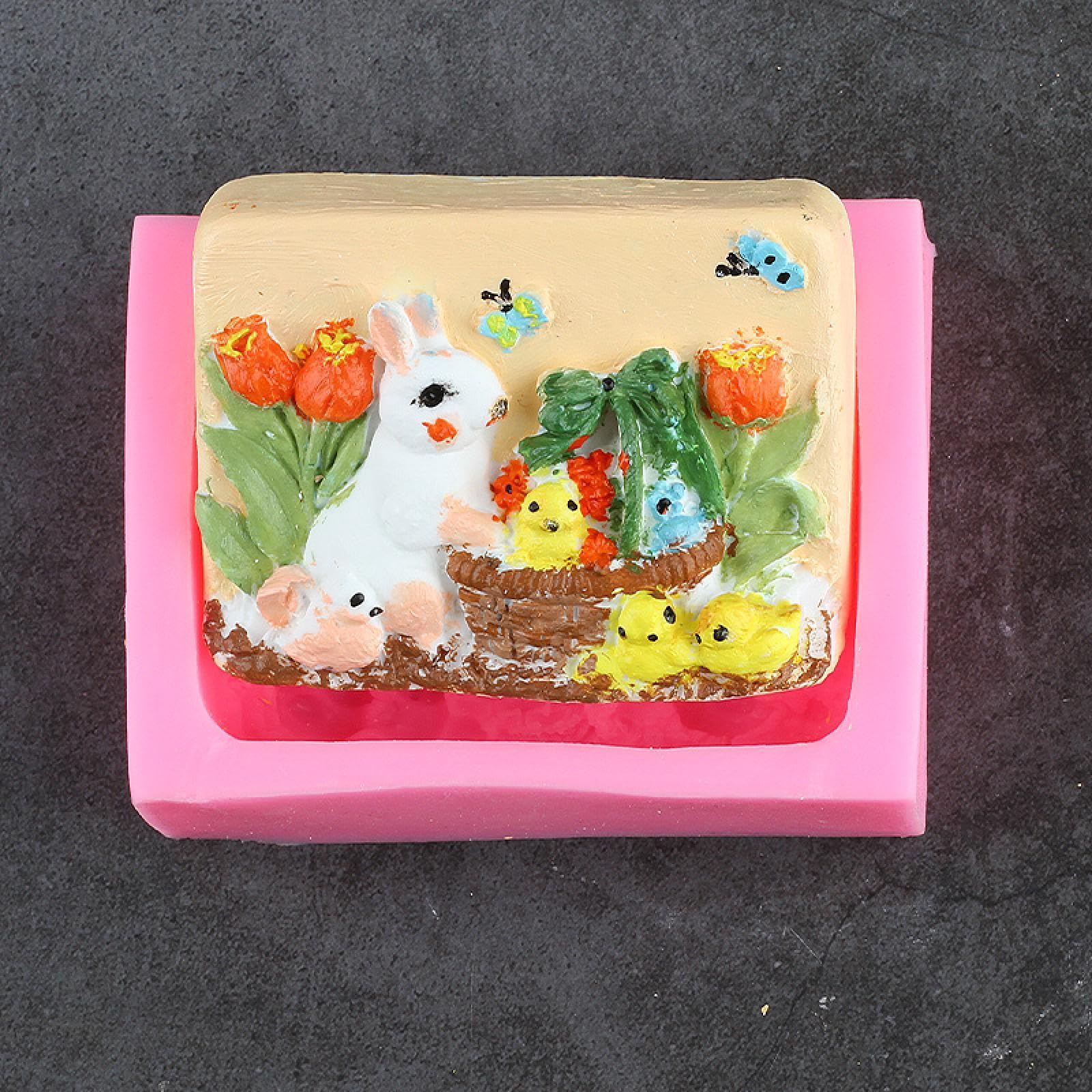Stampi per sapone, coniglio pasquale, stampo in silicone a forma di coniglio, per candele, aromaterapia, cioccolato, fondente, decorazione torte, strumenti per decorare torte, 10 x 7,8 x 3 cm