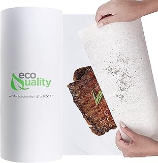 EcoQuality Coated Butcher Paper 15 inch x 1000 FT - Coated Food Service Wrapping Paper Roll for Butcher, Freezer Paper, Restaurants, Food Service, Butcher Paper, Meat Paper, Freezer Roll (1), White