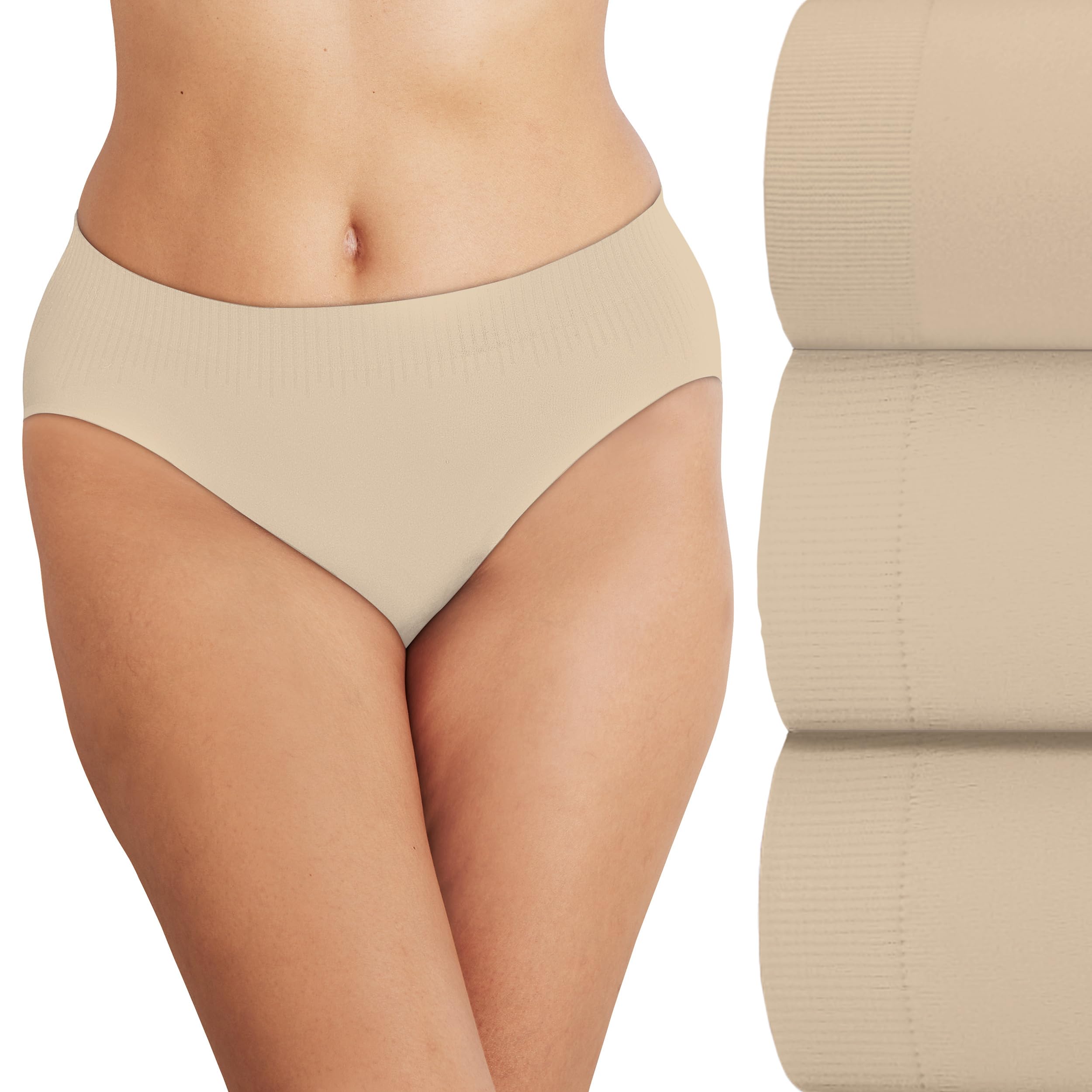 Bali Women's Comfort Revolution Modern Seamless Hi-cut Underwear, No-show Panties, 3-pack