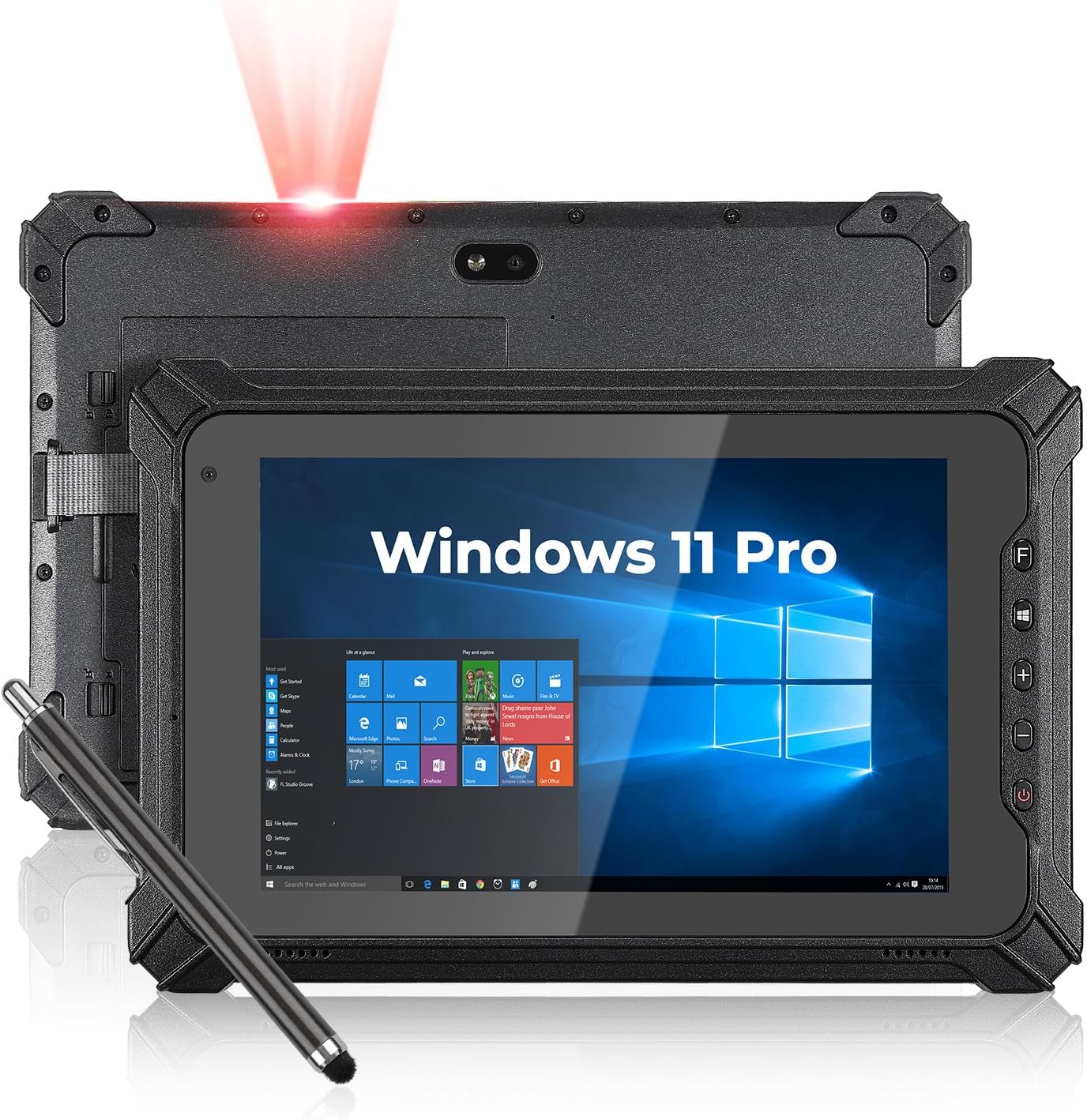 MUNBYN Rugged Windows Tablet with Barcode Scanner IRT06, 8" Windows 11 Pro, Equip with Honeywell N4680, 1D/2D QR Inventory Scanner, 8GB+128GB Industrial Tablets for ERP WMS