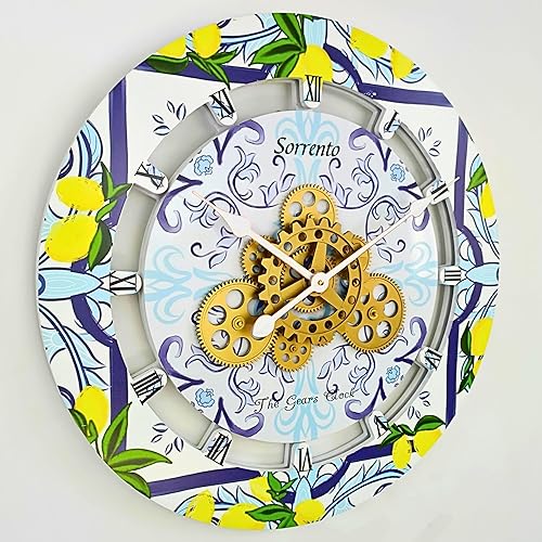 Vista 290 de The Gears - Reloj de pared con engranajes móviles (Vietri, redondo de 36 pulgadas)