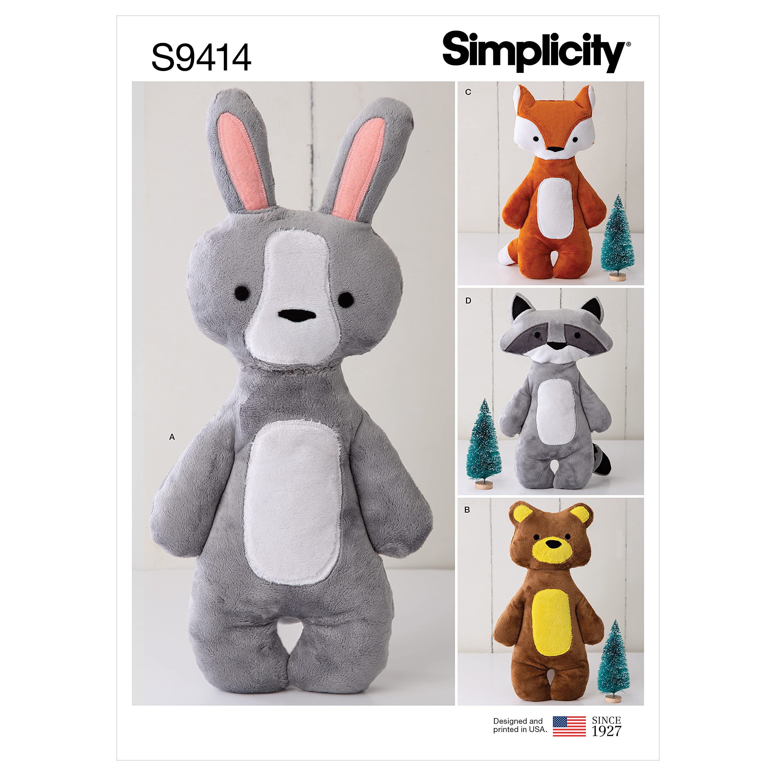 SimplicitySewing Pattern S9414 Soft Toy Animals, one Size fits All