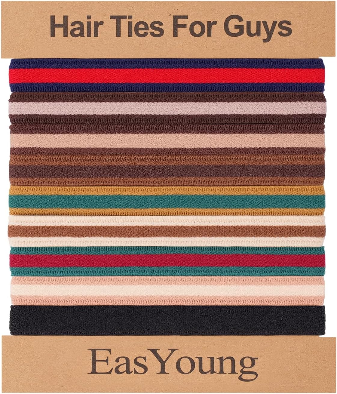 Braided Mens Hair Ties For Men, For Buns Curly Thick Dense Hair Elastic Hair Ties For Guys, No damage No Crease Breakage, 9 Count (Pack of 1)