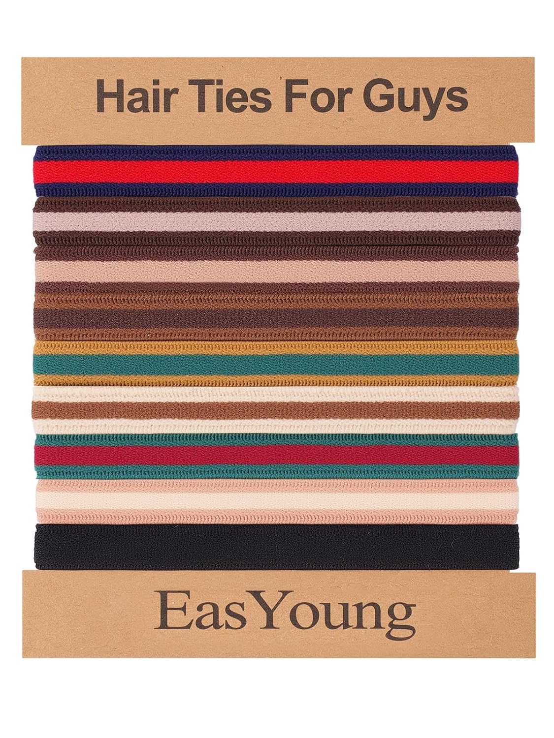 EasYoung Braided Mens Hair Ties For Men, For Buns Curly Thick Dense Hair Elastic Hair Ties For Guys, No damage No Crease Breakage, 9 Count (Pack of 1)