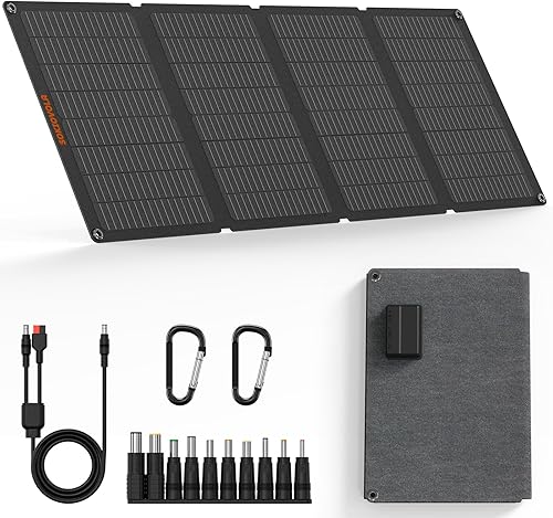 Paneles solares portátiles de 50 W, cargador de panel solar plegable IP68 impermeable con puertos USB-A y USB-C, salida de 18 V CC para pequeña