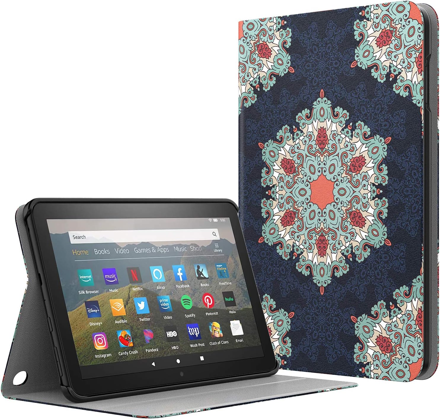 Dadanism Case for All-New Kindle Fire HD 8 Tablet(10th Generation 2020 Release) & All-New Fire HD 8 Plus 2020 Release, Lightweight Stand Cover with Auto Wake/Sleep - Circular Pattern