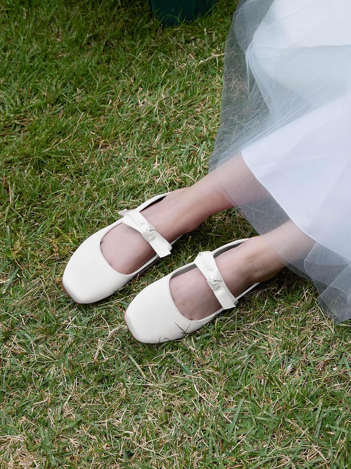 Coutgo Girls Mary Jane Dress Shoes Flower Girl Shoes Bow Satin Ballet Flats for Party Wedding School Shoes