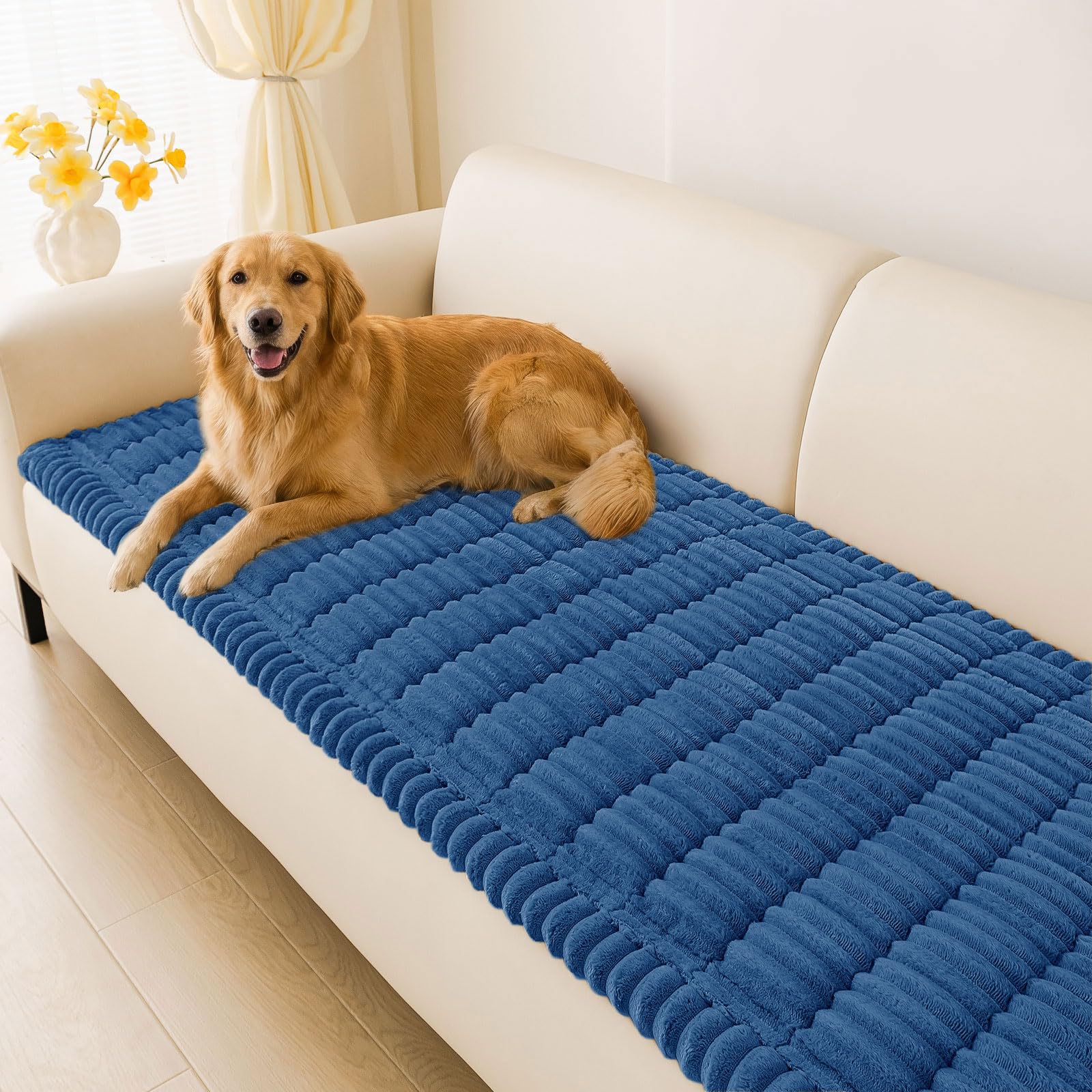 Photo 1 of **USED**
hyha Couch Covers for Dogs Washable, Non Slip Plush Dog Sofa Protectors, Fuzzy Pet Couch Covers for 3 Cushion Sofa Pet Friendly (Navy Blue, 27.6" x 59")