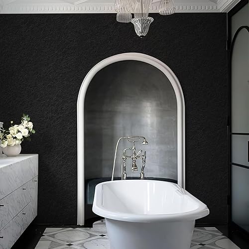 Miniatura 2 de Zeeko Papel tapiz negro texturizado negro, papel tapiz 3D tradicional, papel tapiz de baño para decoración de dormitorio, papel tapiz apto para