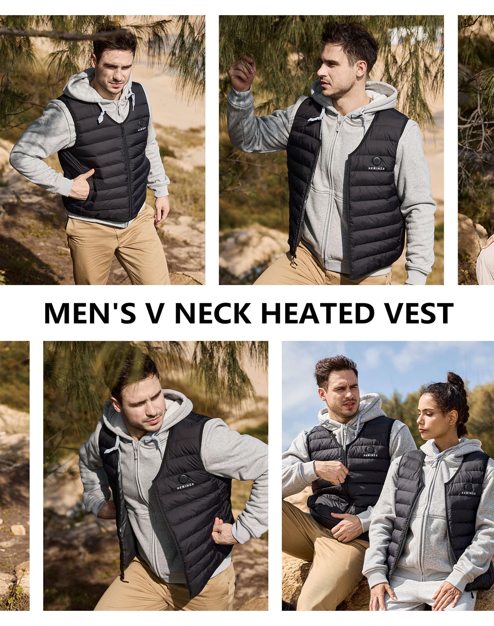 HEWINZE Podgrzewany Gilet dla Mężczyzn Kamizelka Heat z Baterią 7.4V Podgrzewana Kamizelka