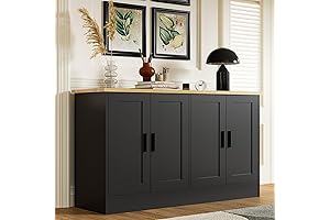 Black 4 Door Buffet for Entertaining and Storage