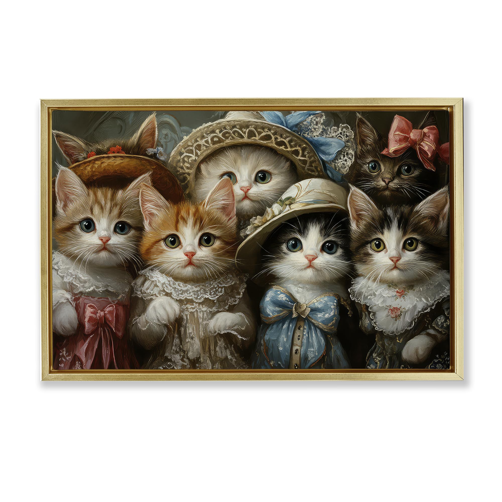 Fashionable Vintage Cats Whimsical, 20 x 30 Inch Canvas in Floater Frame