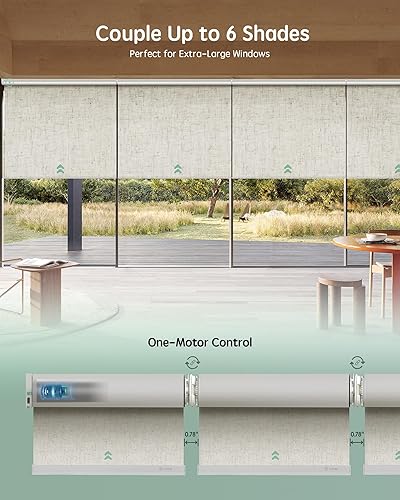 Miniatura 152 de Yoolax Persianas motorizadas con control remoto, persianas inteligentes opacas para ventanas, persianas enrollables motorizadas, persianas Tela