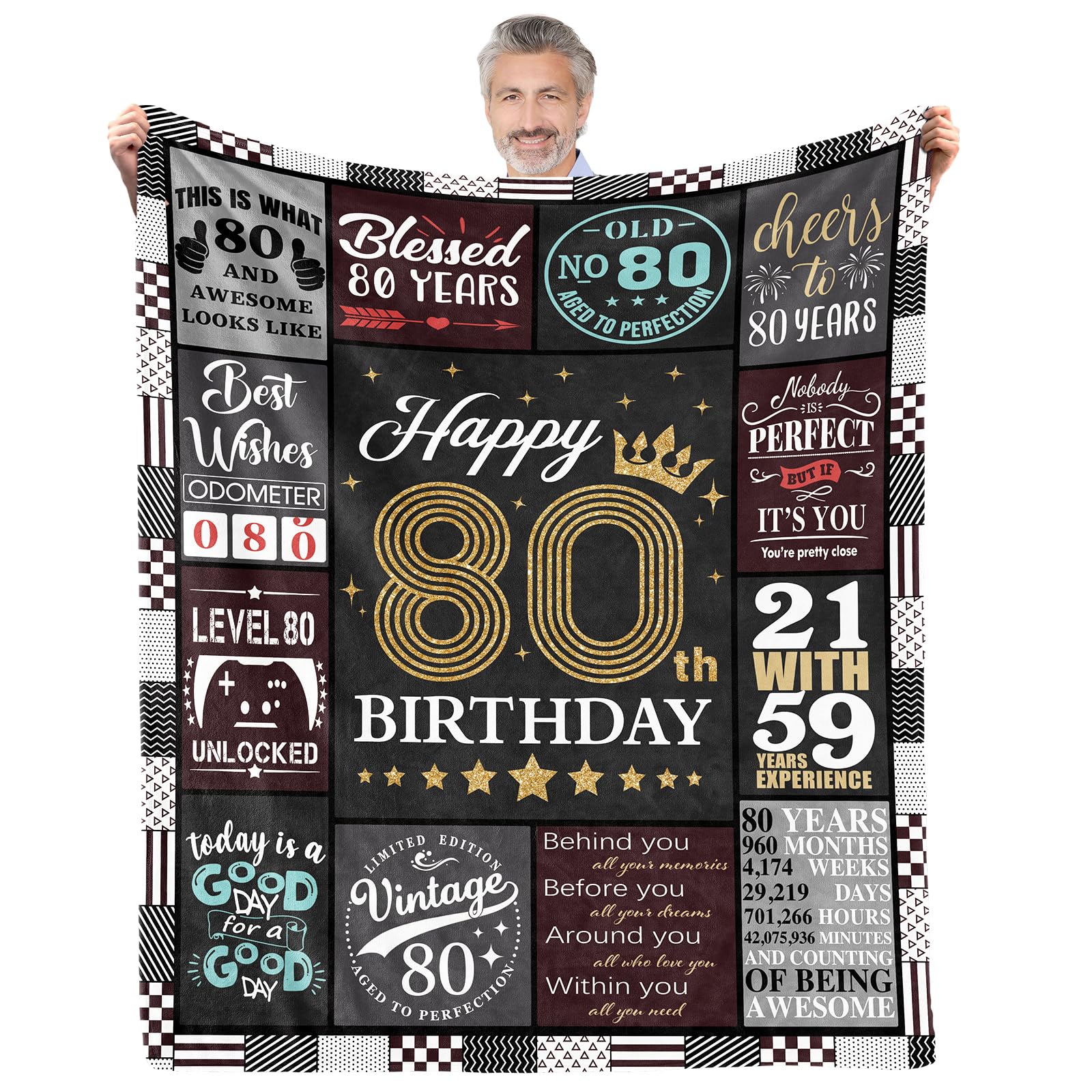 Regalo per 80° compleanno per uomo Lui 80 anni Regali di compleanno Coperta Regalo per uomo di 80 anni