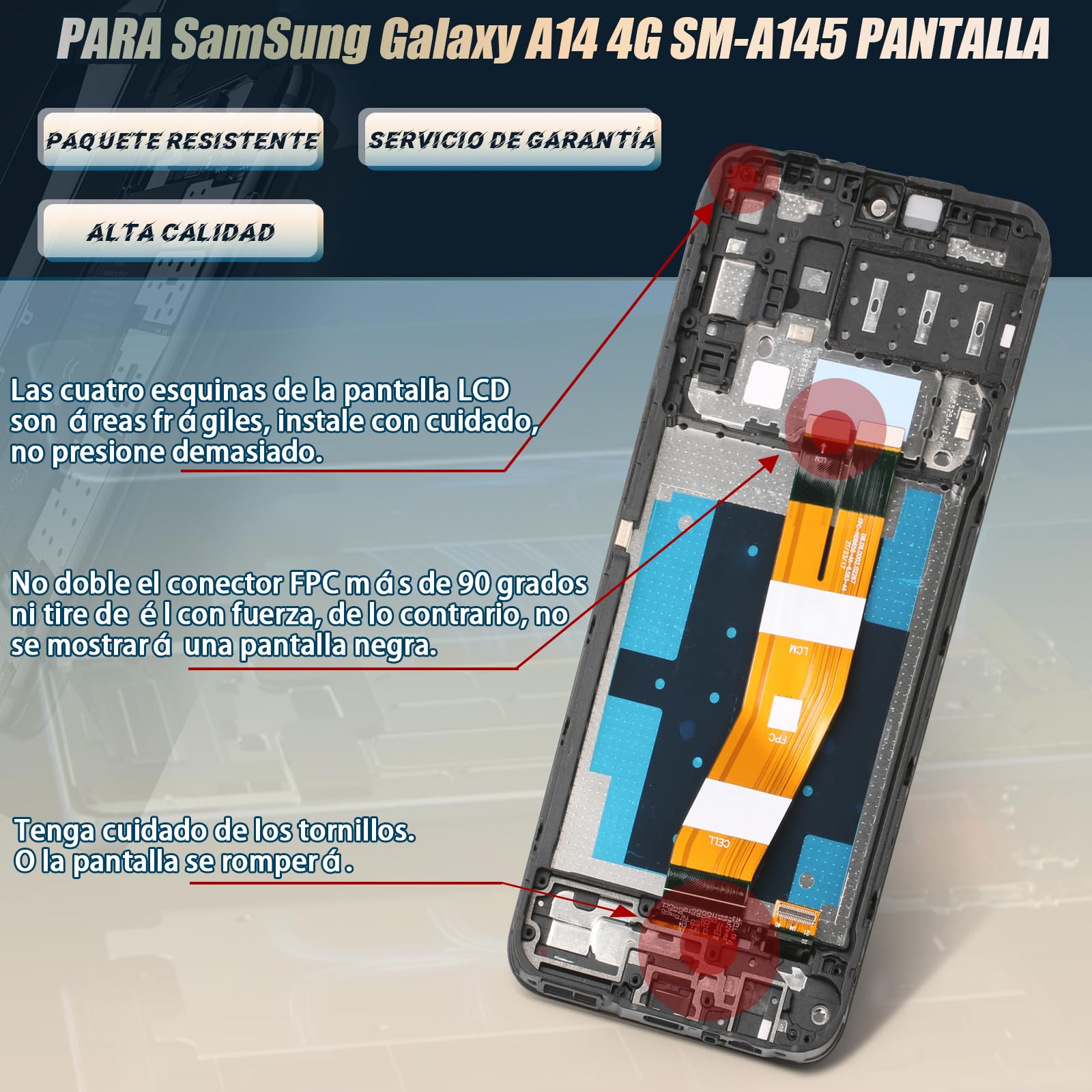 RongZy Pantalla para Samsung Galaxy A14 4G SM-A145p/A145R 2023 Táctil LCD de Repuesto Ensamblaje Digitalizador Reemplazo para Samsung Galaxy A14 4G con Herramientas de Reparación(Negro con Marco)
