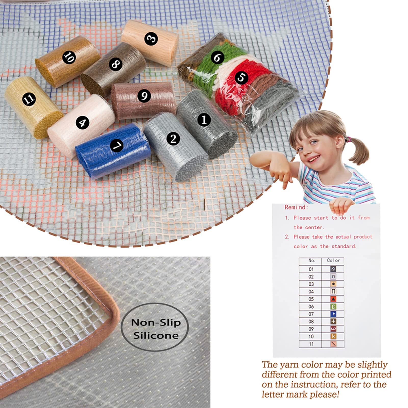 Klink Haak Tapijt Kits Diy Tapijt Tapijt Tapijt Maken Kussen Handwerk Voor Kinderen En Volwassenen, Home Decor(Size:52X38CM,Color:I