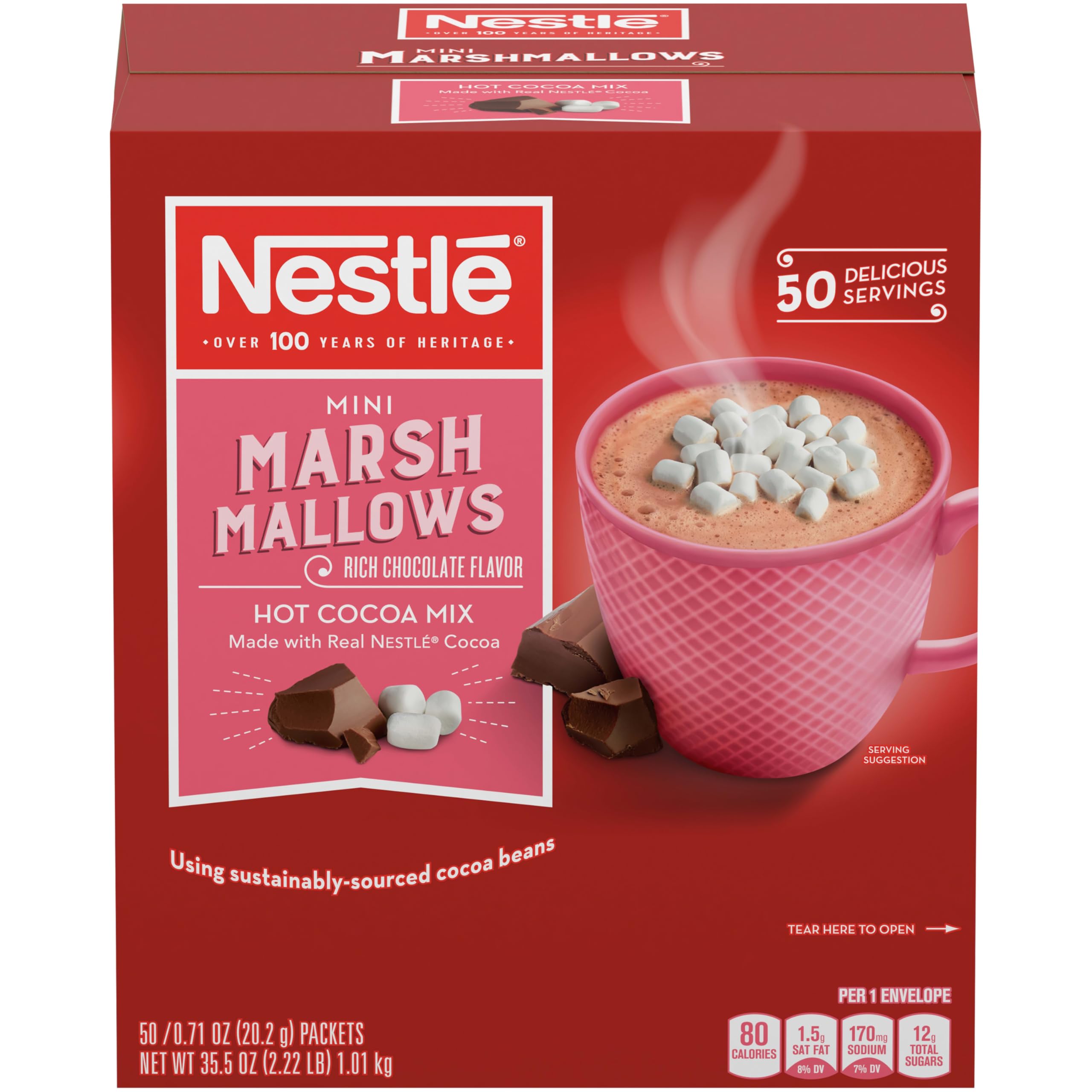 Mix, Rich Chocolate with Mini Marshmallows, 0.71-Ounce Packages, 50 Count
