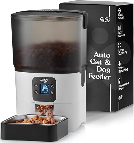 Comedero automático inteligente para gatos, dispensador automático confiable de alimentos para gatos de 6 litros con pantalla LCD para una fácil
