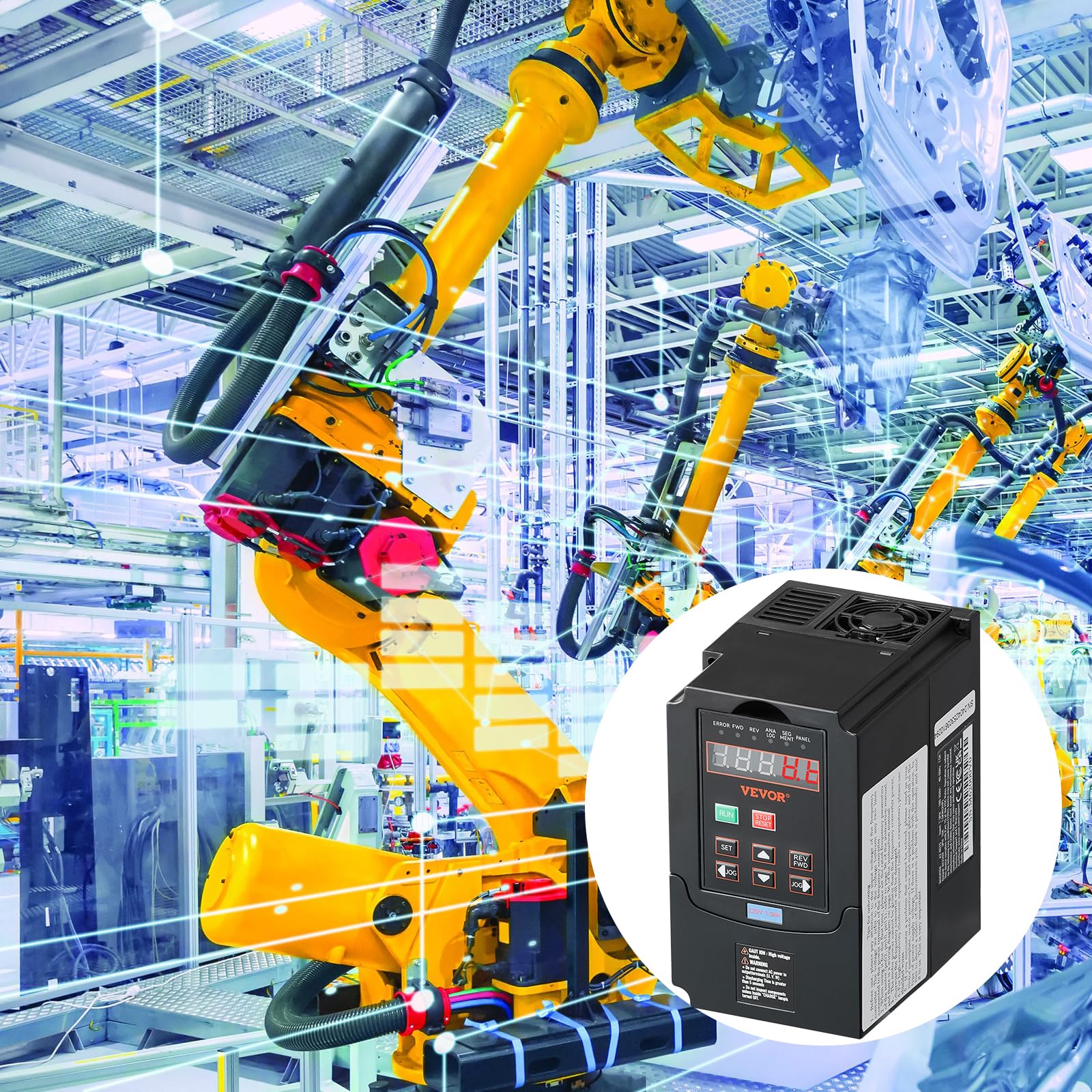 VEVOR VFD 2HP, 1.5KW, 7.5A, 1 o 3 fases 220V entrada a 3 fases 220V salida variador de frecuencia, entrada 40-60Hz, salida 0-400Hz VFD para control de velocidad CNC del motor del husillo