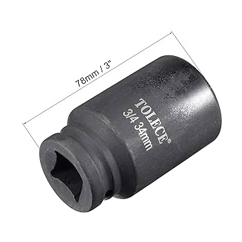 uxcell 3/4-Inch Drive 34mm 12-Point Deep Impact Socket, CR