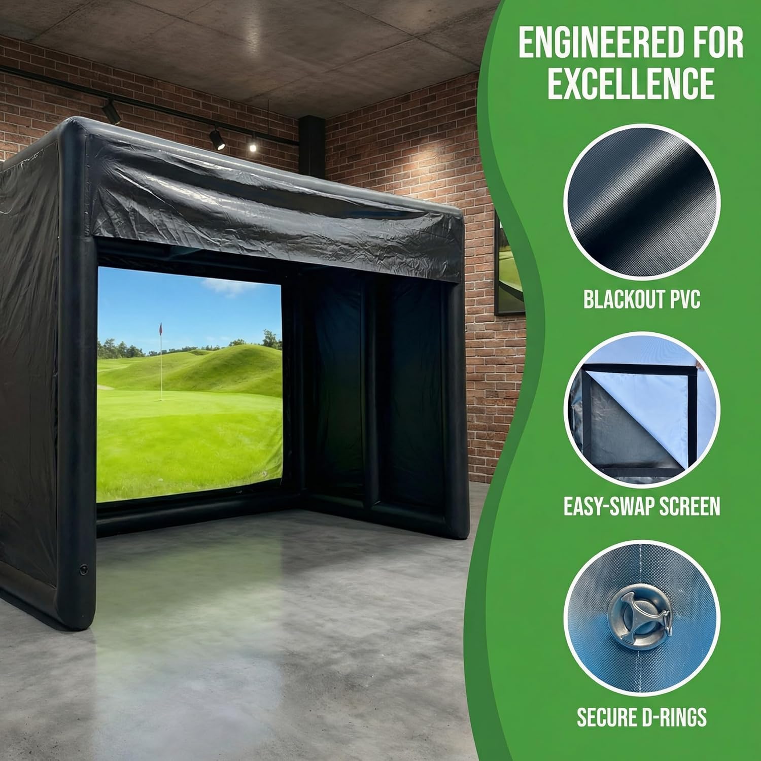 Portable Inflatable Golf Simulator - Large Size 10x13x10 FT Indoor/Outdoor Golf Simulator Tent with Projection Screen, Suitable for All Skill Levels (Projector Not Included)