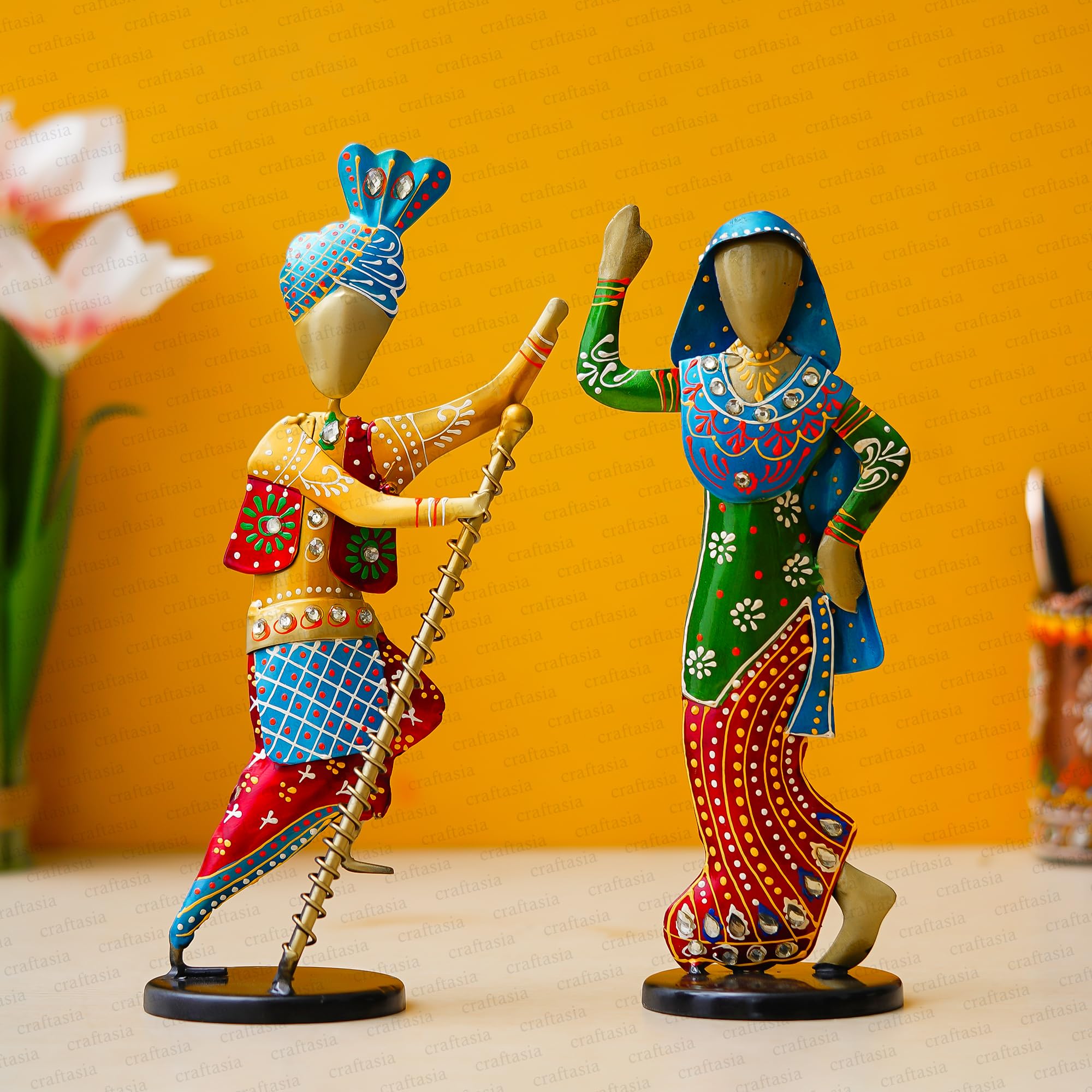 Hand-Painted Indian Musician Figurines - Set of 2 -5 Hand-Painted Indian Musician Figurines - Set of 2 -5