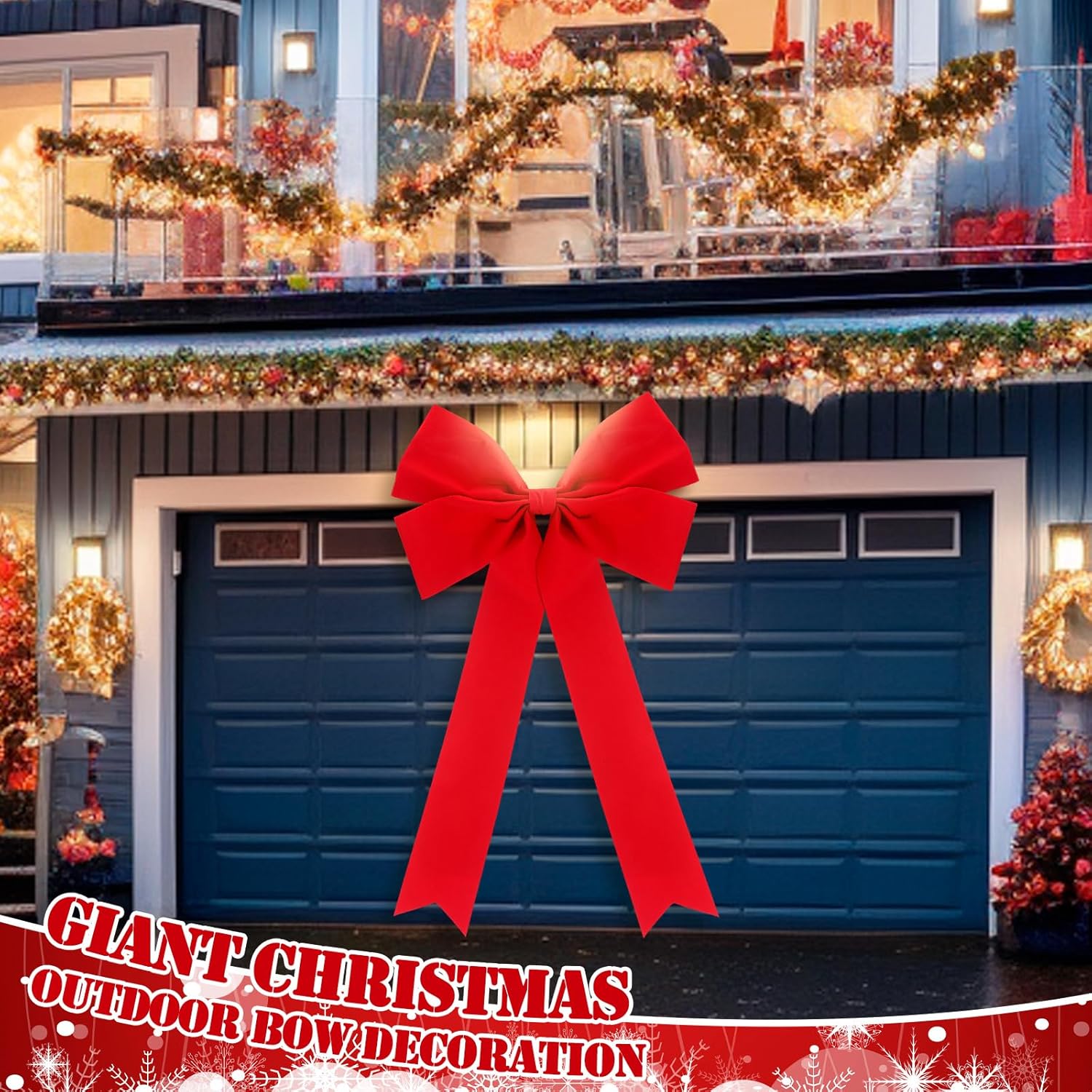 51 x 78 Inch Extra Large Christmas Red Felt Bow Ornaments for Garden Giant Christmas Outdoor Wall Decor for Garage Door Huge Ribbon Tie for Indoor Outdoor Yard House Coquette Party Supplies