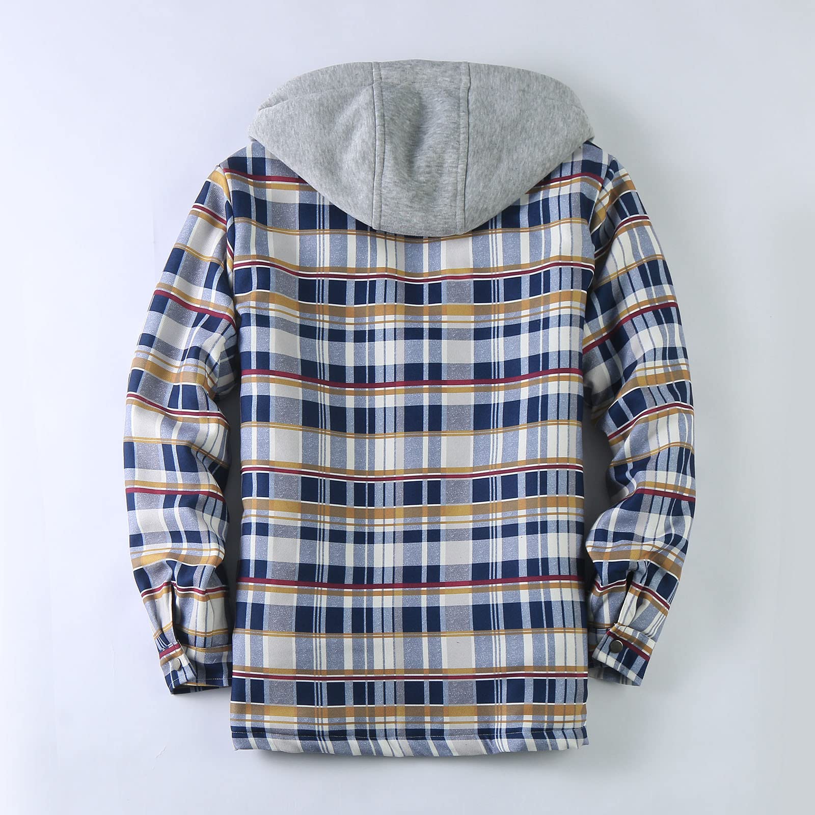 Herren Langarm Kariertes Bequemes Button-up Baumwollhemd Thermohemd Flanellhemd Winterjacke Gefüttert Fleecefutter schützendem Innenfutter Holzfällerhemd Arbeitshemd Outdoor