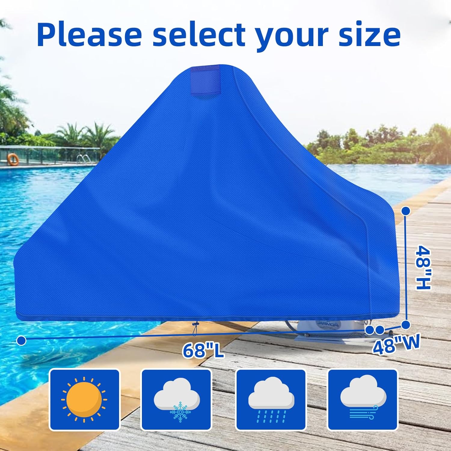 Lift Pool Chair Protective Cover, 600D Heavy Duty Swimming Pool Lift Chair Protective Covers,Compatible with Global Lift Corp - Inground Pool Organizer Accessories, Black (Blue)