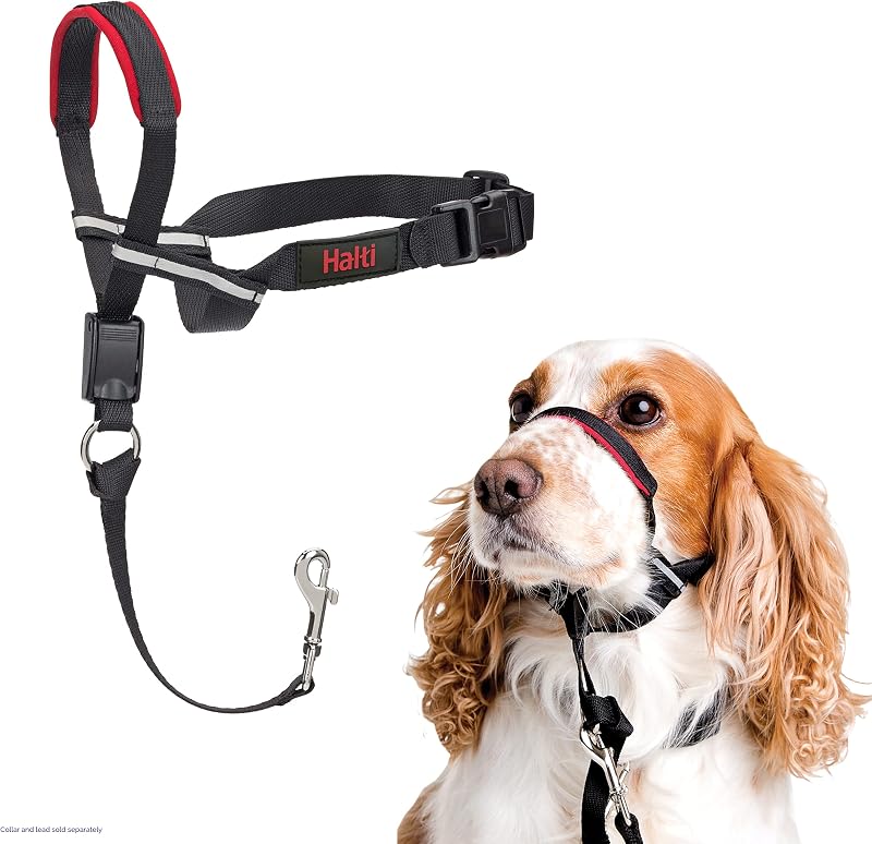 Collar de cabeza Optifit para perros | Tamaño mediano | Detenga que su perro tire de la correa | Ayuda profesional de entrenamiento antitracción | Collar de cabeza ajustable y reflectante para perros medianos