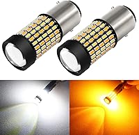 Phinlion 1157 Switchback LED Bulbs White/Amber Dual Color Super Bright Projector for Front Turn Signal Parking Lights 2057 2357 7528