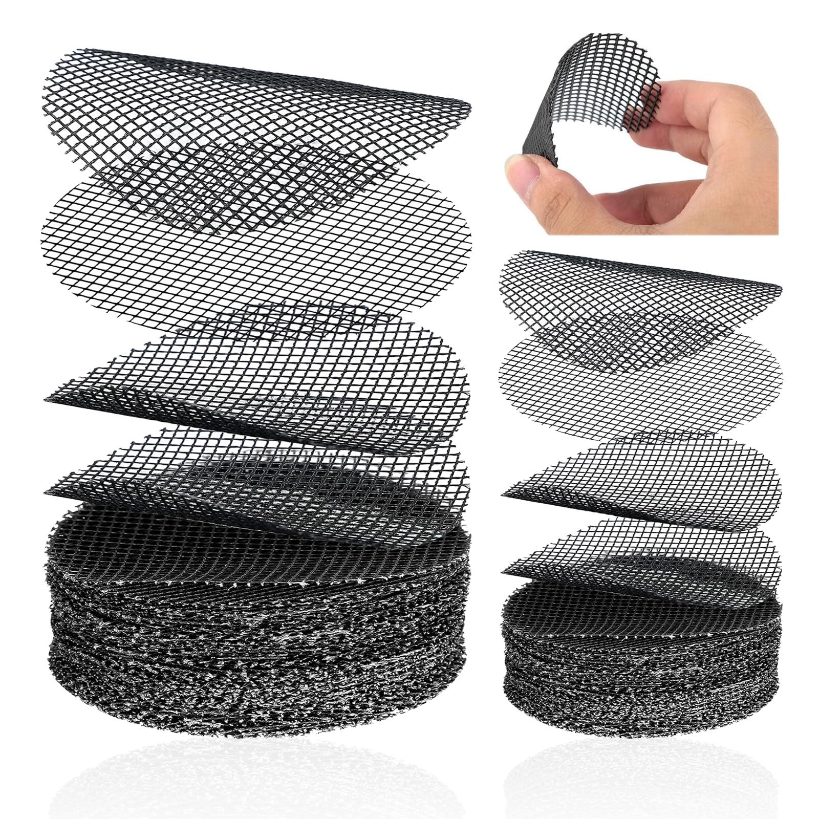 DAQUN 200 Pcs Flower Pot Hole Mesh, Mesh for Bottom of Plant Pots, 2/4 Inch Drainage Screen, Breathable Bonsai Potting Gasket, Prevent Soil Loss Round Pad for Garden Containers Planter Pots