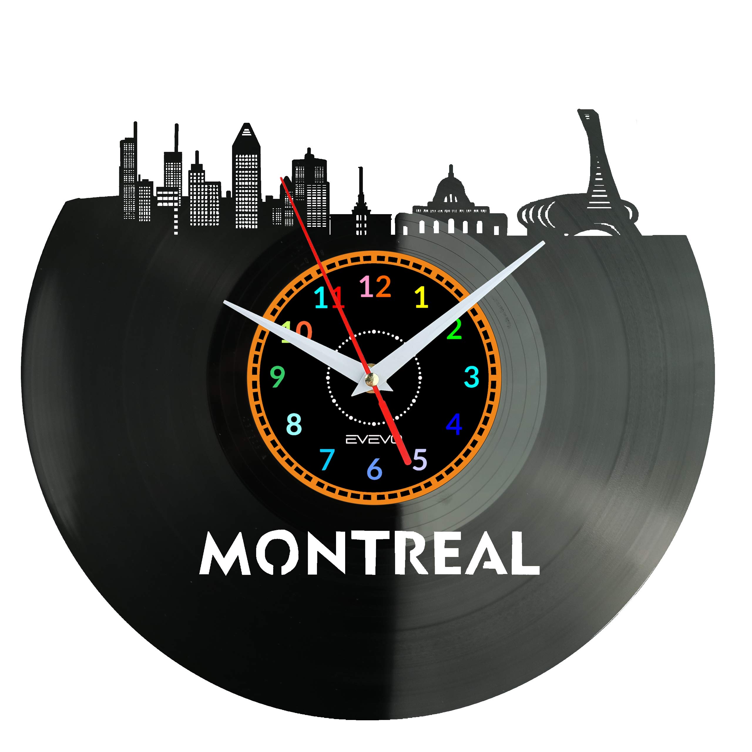 Horloge Murale Montréal Vinyle : Idée Cadeau Déco Moderne W0961