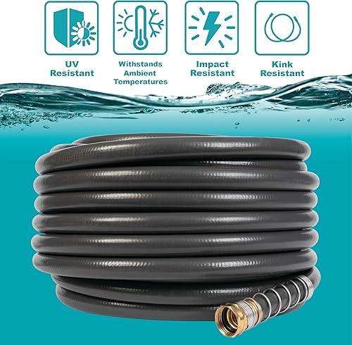 Miniatura 3 de Gilmour Flexogen - Manguera de jardín de 58 pulgadas x 100 pies, manguera de agua resistente, flexible y resistente a las torceduras, color negro