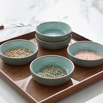 famiware Ceramic Soy Sauce Dish, 3oz Dipping Bowls Set of 6, Verdure