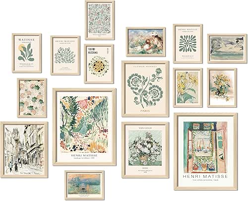 16 PCS Sage Green Wall Art Decor, Matisse Wall Prints