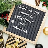 Vista 5 de YRYM HT Tablero de letras de fieltro de doble cara con 889 letras, marco de madera rústica de 10 x 10 pulgadas, tablero de mensajes con tableros